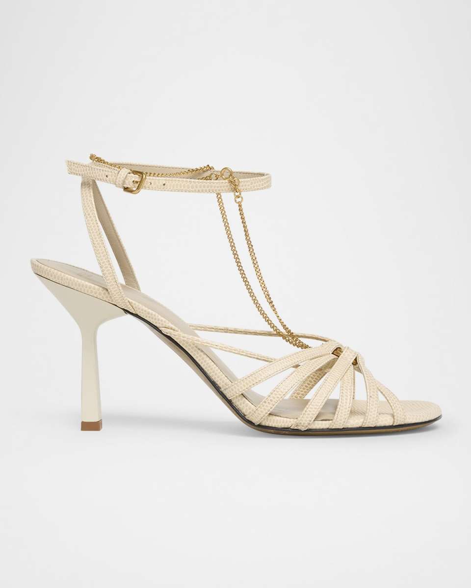 Nico Strappy Chain Python-Embossed Sandals